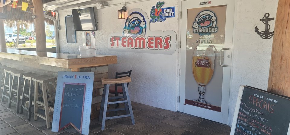 Seafood restaurant entrance on Placida Road.